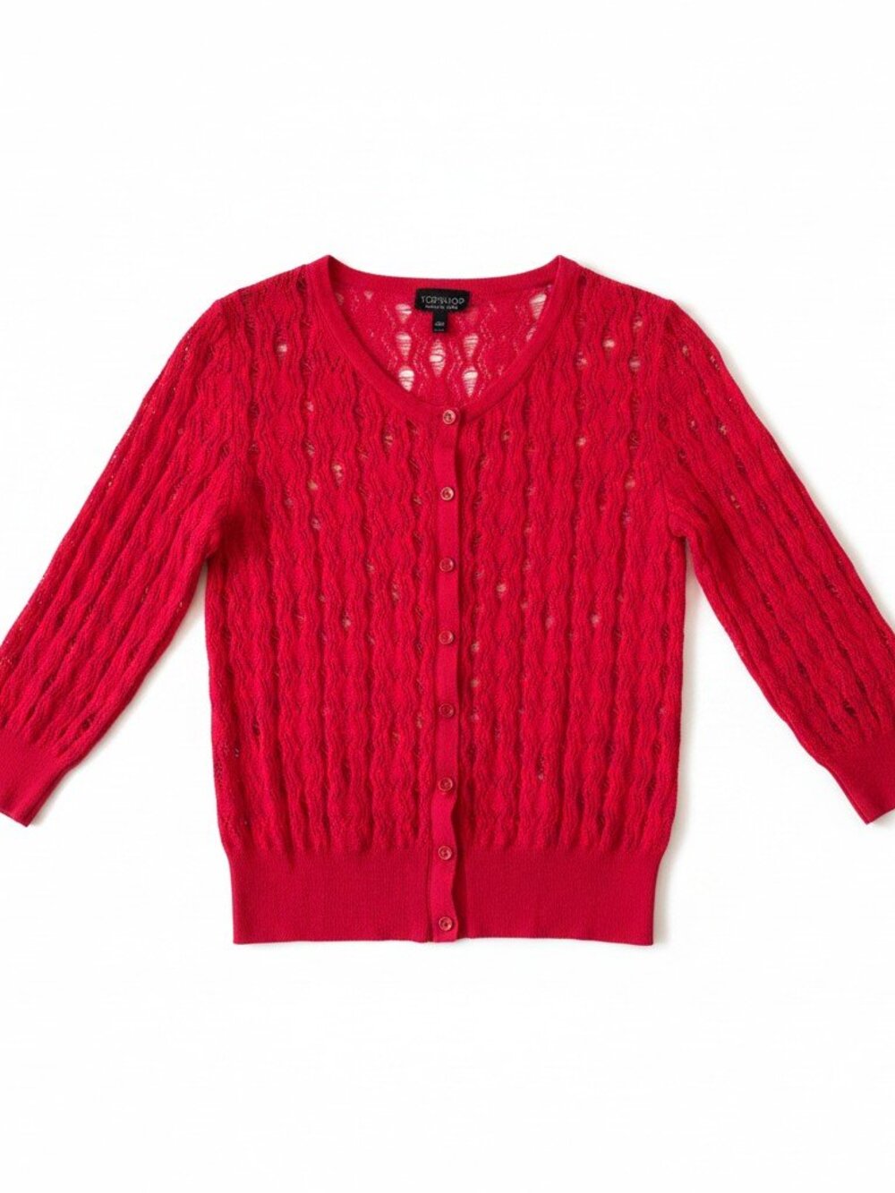 Topshop Reddish Pink Open-Knit Cardigan Size Womens Small